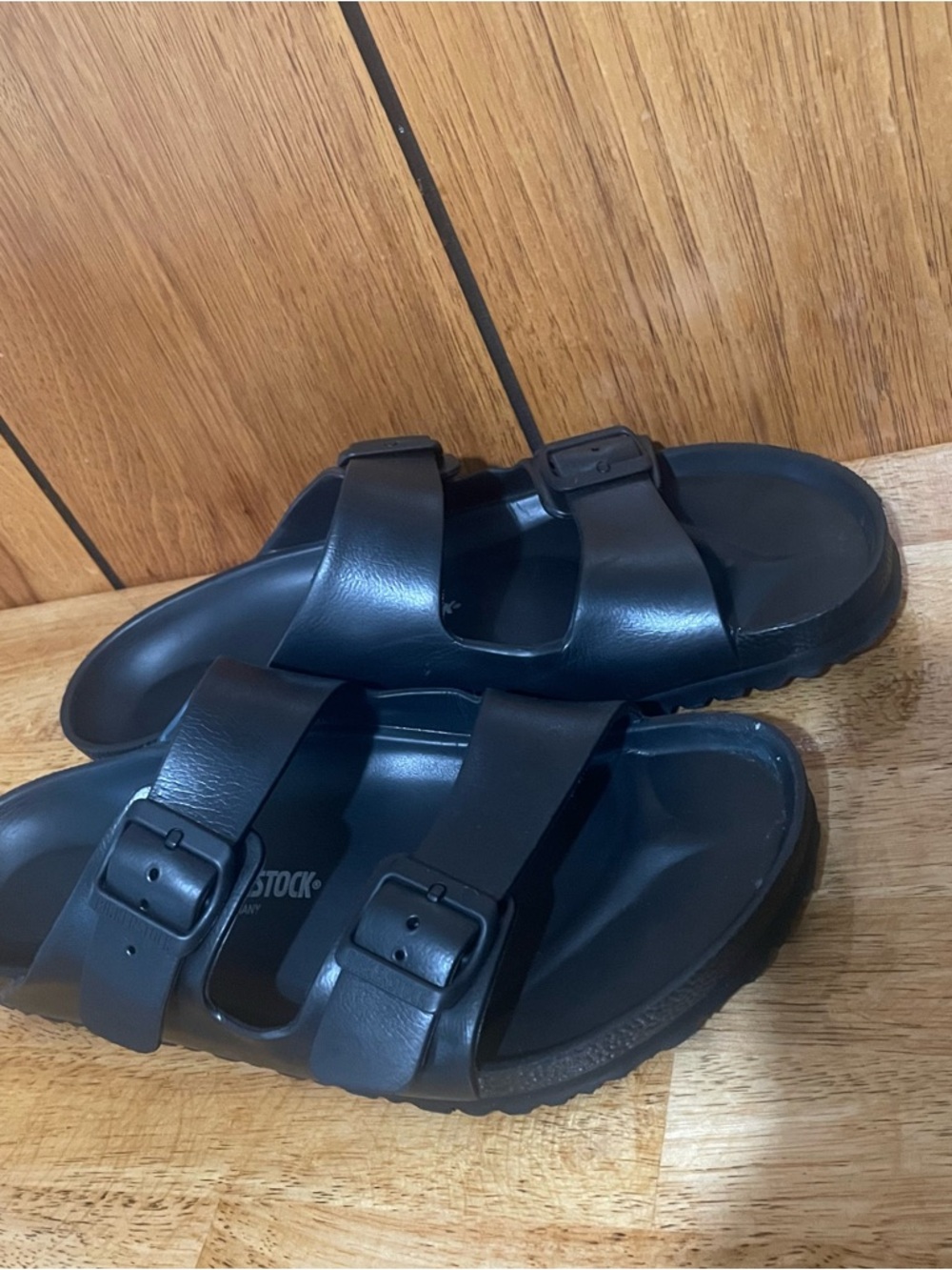 Birkenstock Men's Black Double-Strap Buckle Slides
